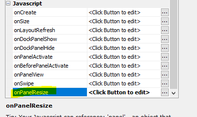 onPanelResize event settings
